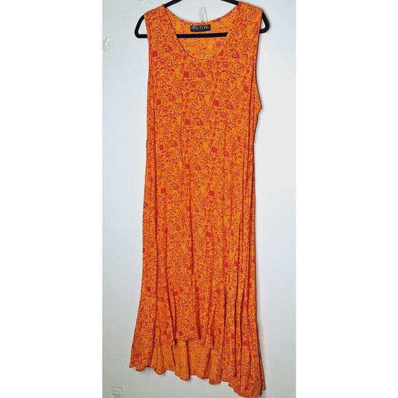 Dress To Kill Jane Mohr Maxi Ditsy Floral Maxi Dress 2 L/XL Sleeveless High Low - Picture 2 of 10